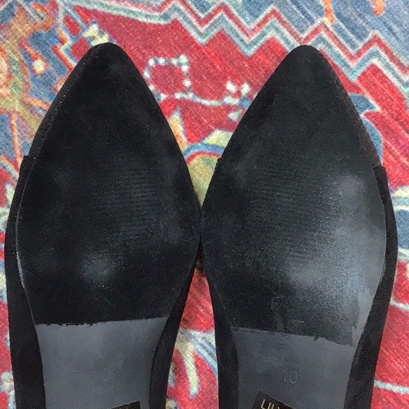 🪭 BESTON ‘Lily-2’ Black Faux Suede Embellished Point Toe Block Kitten Heel - Picture 8 of 10